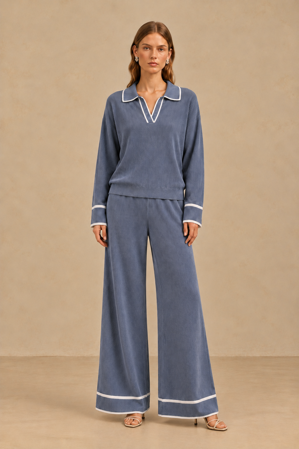 Noemie Πλεκτό Σετ με Μπλούζα και Παντελόνι | Πλεκτά Σετ Knitwear Clothing Sets | Noemie Knit Set with Cardigan and Pants