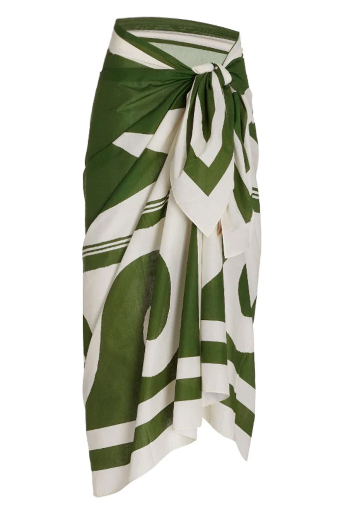 Poesy Πράσινο Ολόσωμο Μαγιό και Παρεό | Γυναικεία Μαγιό Παρεό - Ολόσωμα - Swimwear | Poesy Green One Piece Swimsuit with Pareo