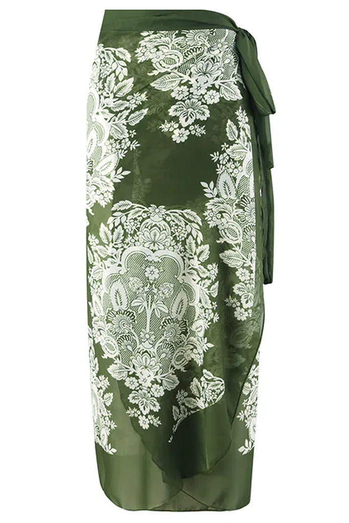 Lace Reverie Ολόσωμο Μαγιό και Παρεό | Γυναικεία Μαγιό Παρεό - Ολόσωμα - Swimwear | Lace Reverie Green One Piece Swimsuit with Pareo