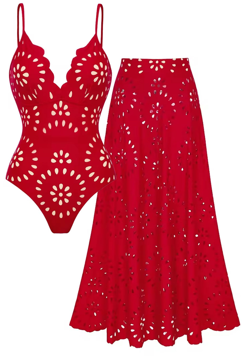 Scarlet Bloom Ολόσωμο Μαγιό και Παρεό | Γυναικεία Μαγιό Παρεό - Ολόσωμα - Swimwear | Scarlet Bloom One Piece Swimsuit with Pareo