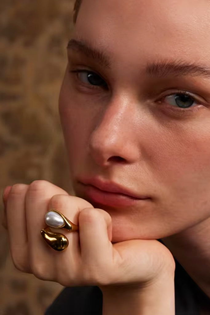 Tania Χρυσό Δαχτυλίδι με Λευκή Πέρλα| Κοσμήματα - Δαχτυλίδια | Tania Gold Ring with White Pearl