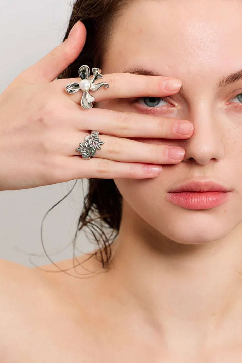 Fleurine Ασημί Δαχτυλίδι Λουλούδι με Πέρλα | Κοσμήματα - Δαχτυλίδια - Rings | Fleurine Silver Flower Pearl Ring