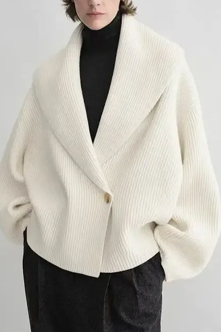 Nerisse Πλεκτή Φαρδιά Ζακέτα με Γιακά | Ζακέτες Πλεκτά Knitwear Cardigans | Nerisse Knit Cardigan with Wide Collar