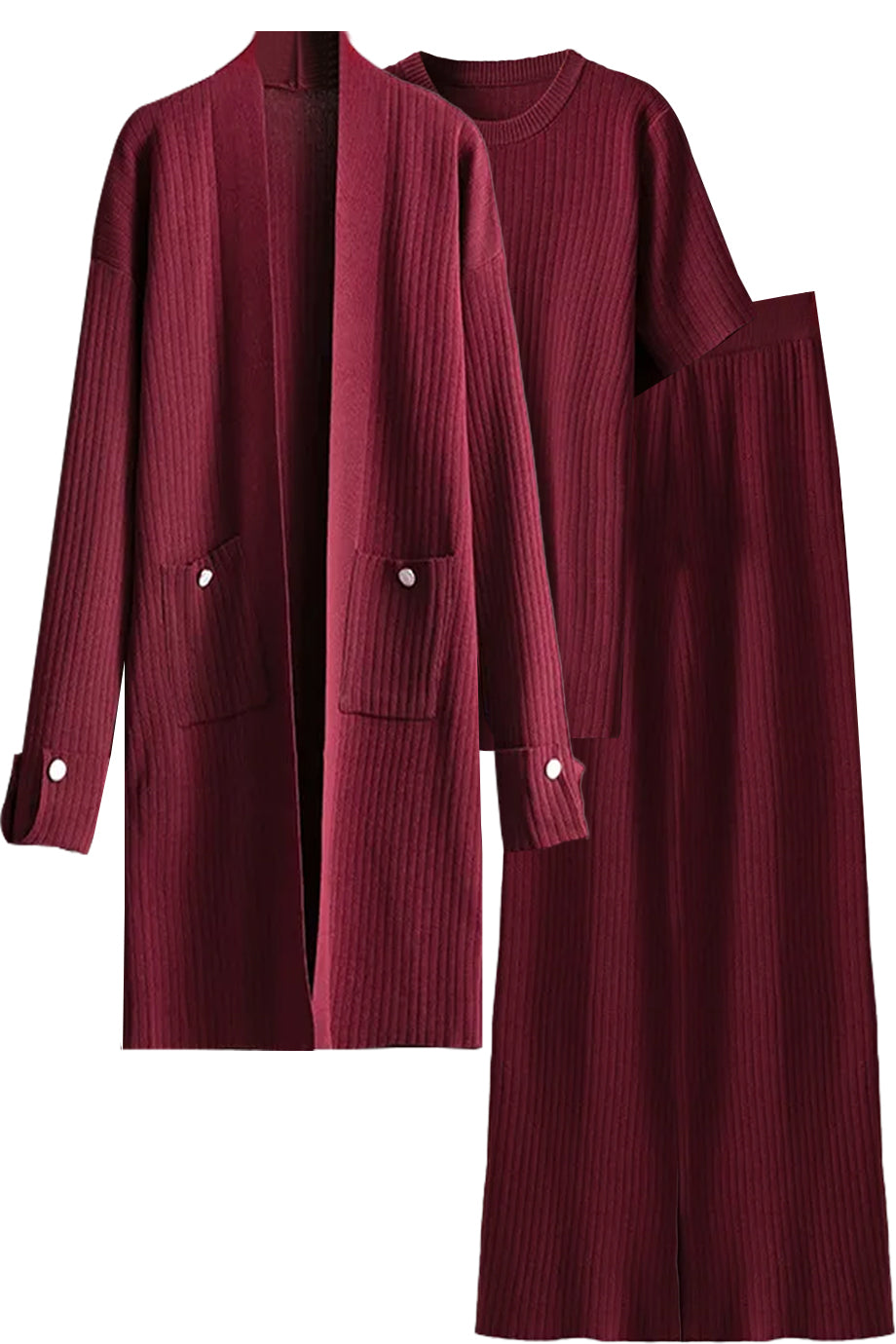 Carmelle Πλεκτό Σετ με Ζακέτα, Τοπ και Παντελόνι | Πλεκτά Σετ - Knitwear Sets| Carmelle Knit Set with Cardigan Top and Trousers