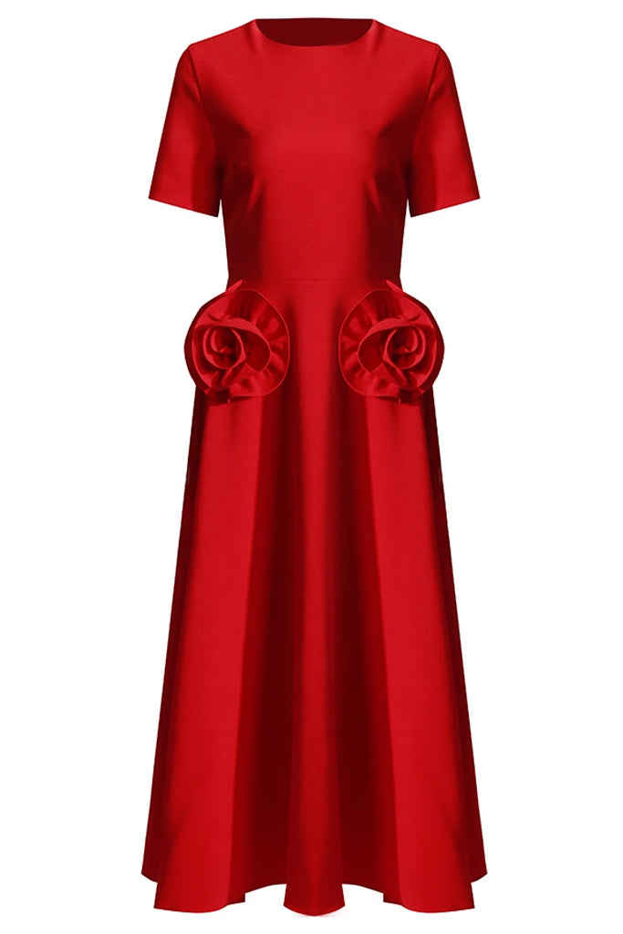 Valentina Κόκκινο Φόρεμα με Λουλούδια | Φορέματα - Dress | Valentina Red Flower Midi Dress