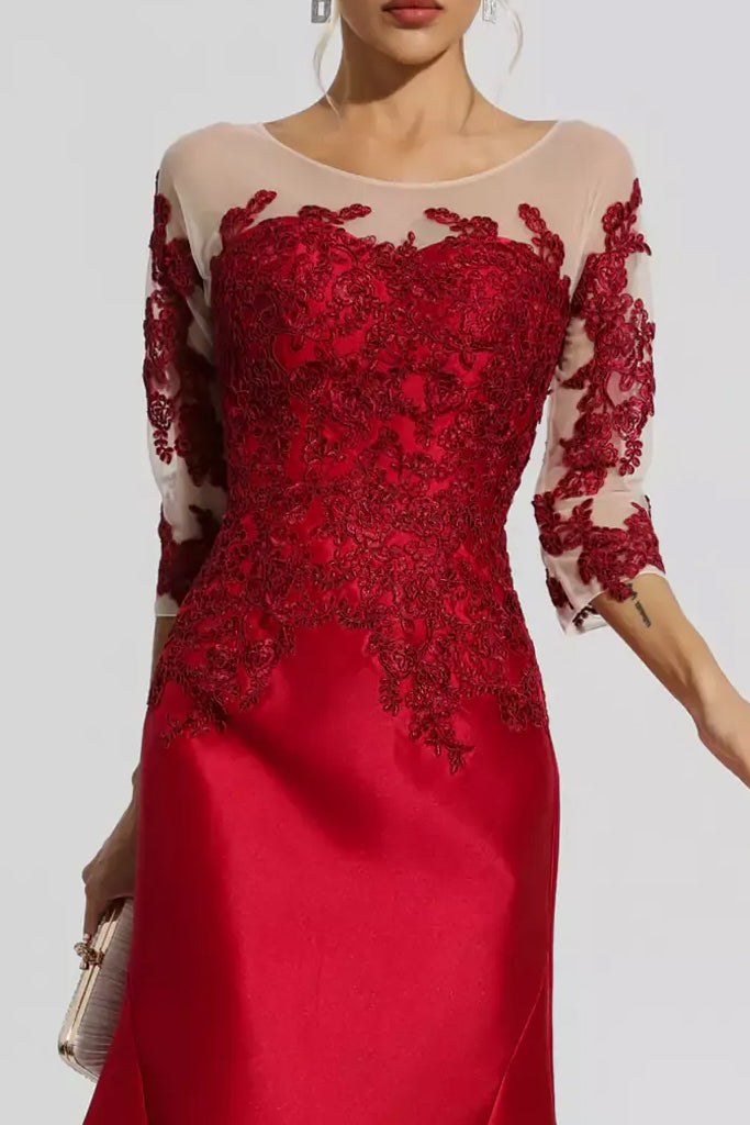 Charlotte Κόκκινο Φόρεμα με Δαντέλα | Φορέματα - Dresses | Charlotte Wine Red Floral Mermaid Dress