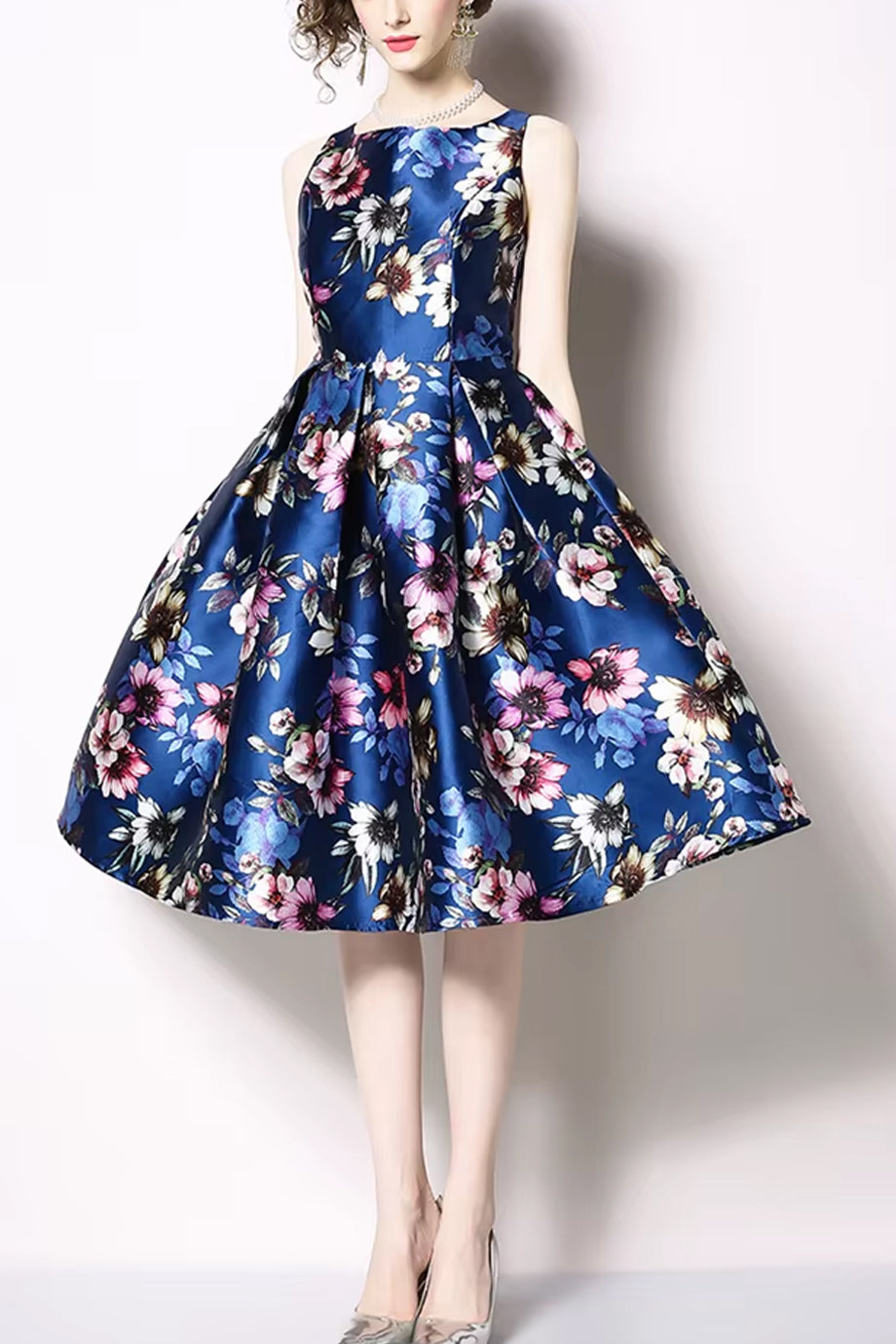 Margo Μπλε Φλοράλ Φόρεμα | Γυναικεία Ρούχα - Φορέματα | Margo Blue Floral Dress