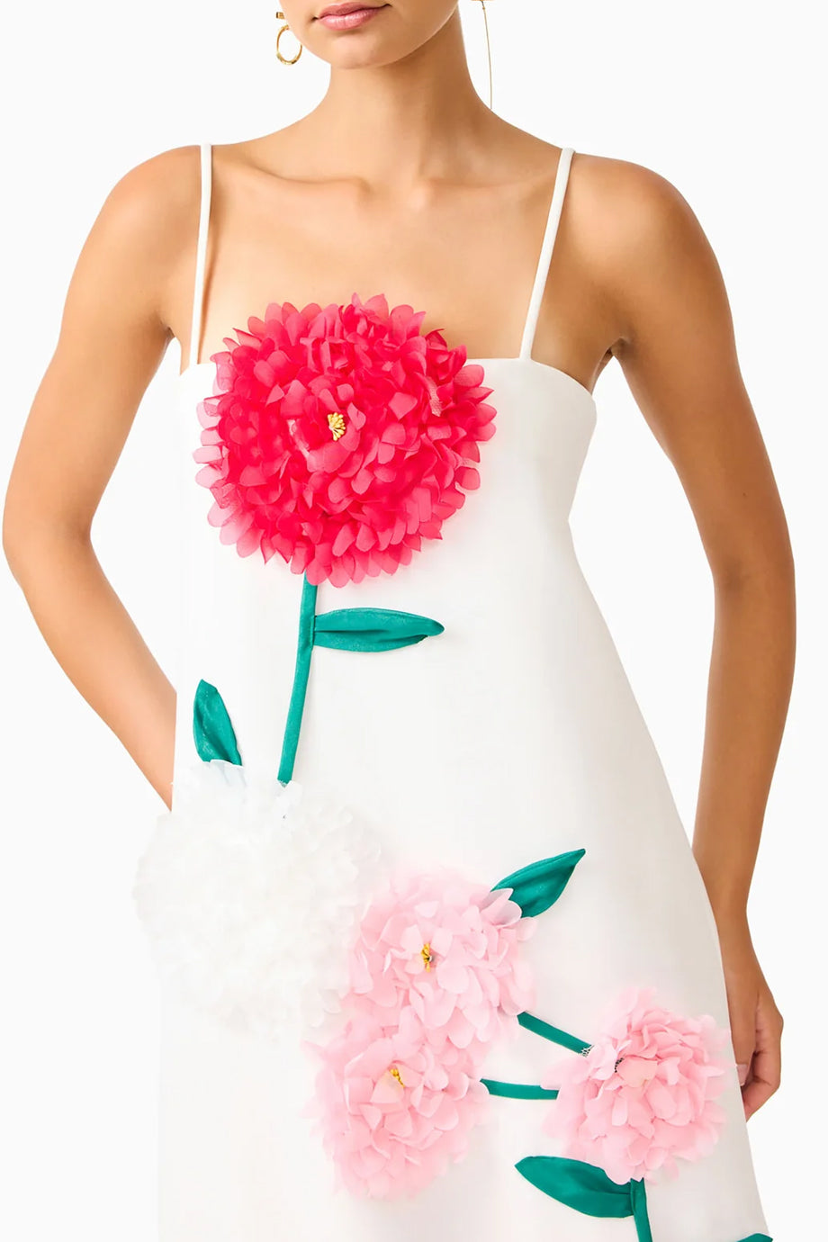 Cameliane Φλοράλ Μάξι Φόρεμα με Τιράντες και Λουλούδια | Γυναικεία Φορέματα - dresses| Cameliane Floral Maxi Dress with Straps and 3D Flower Appliqué