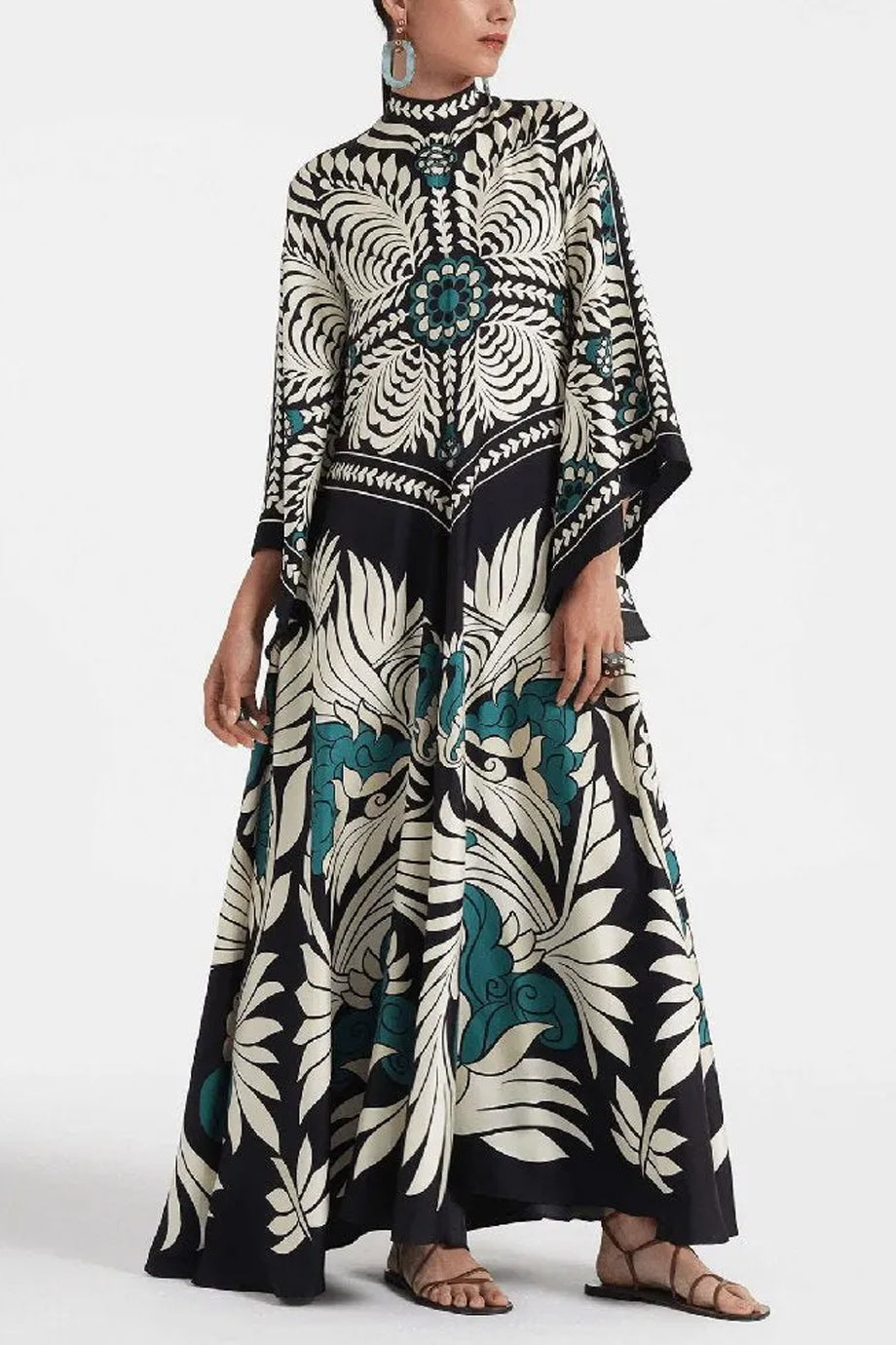 Mixtile Εμπριμέ Μάξι Φόρεμα Καφτάνι | Καφτάνια Κιμονό Ριχτά Φορέματα - Beachwear - Loungewear | Mixtile Maxi Printed Kaftan Dress