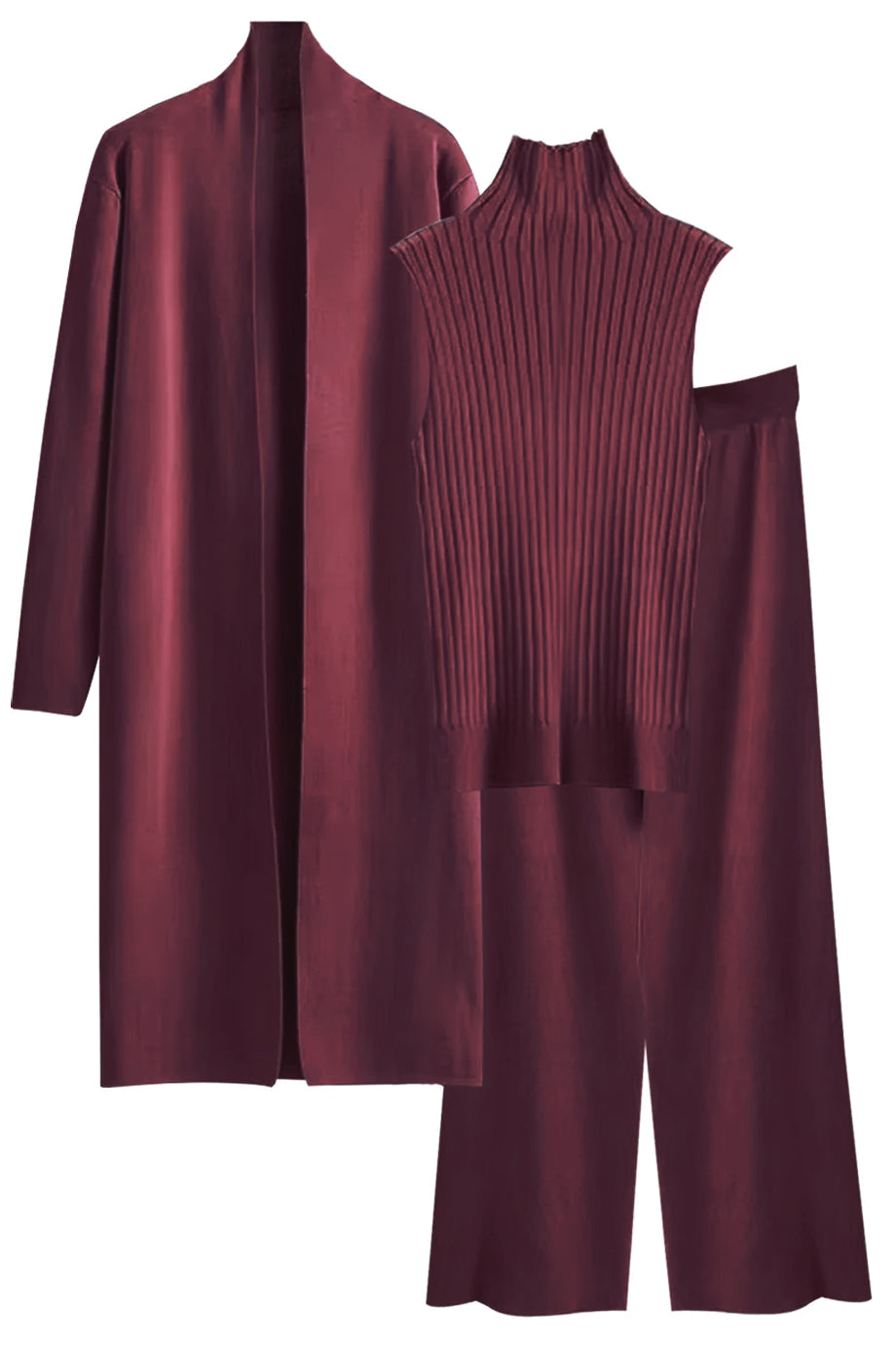 Seraphiel Πλεκτό Σετ Ζακέτα, Τοπ και Παντελόνι