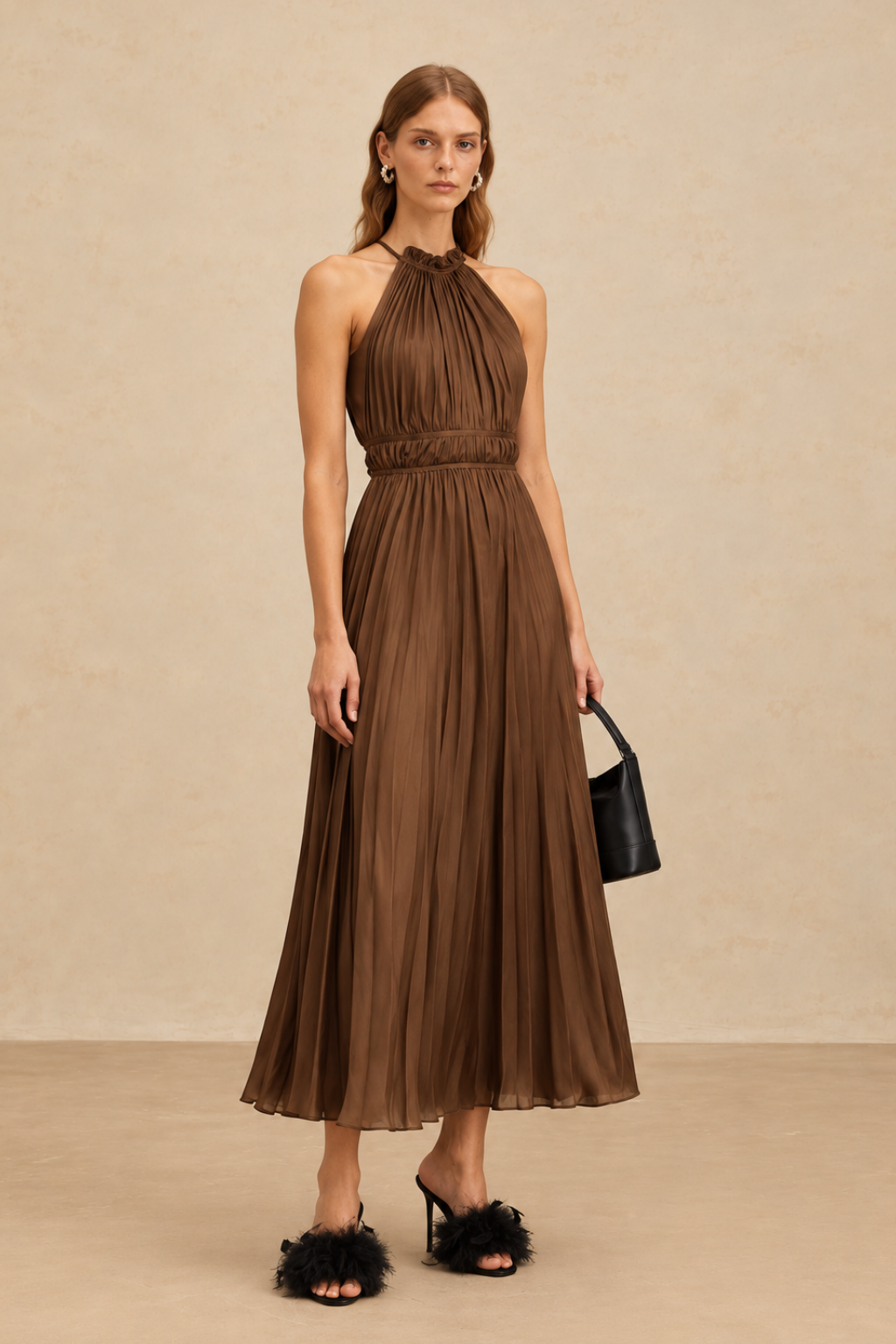 Valerisse Σατέν Πλισέ Φόρεμα | Γυναικεία Φορέματα - Evening dresses| Valerisse Satin Pleated Dress