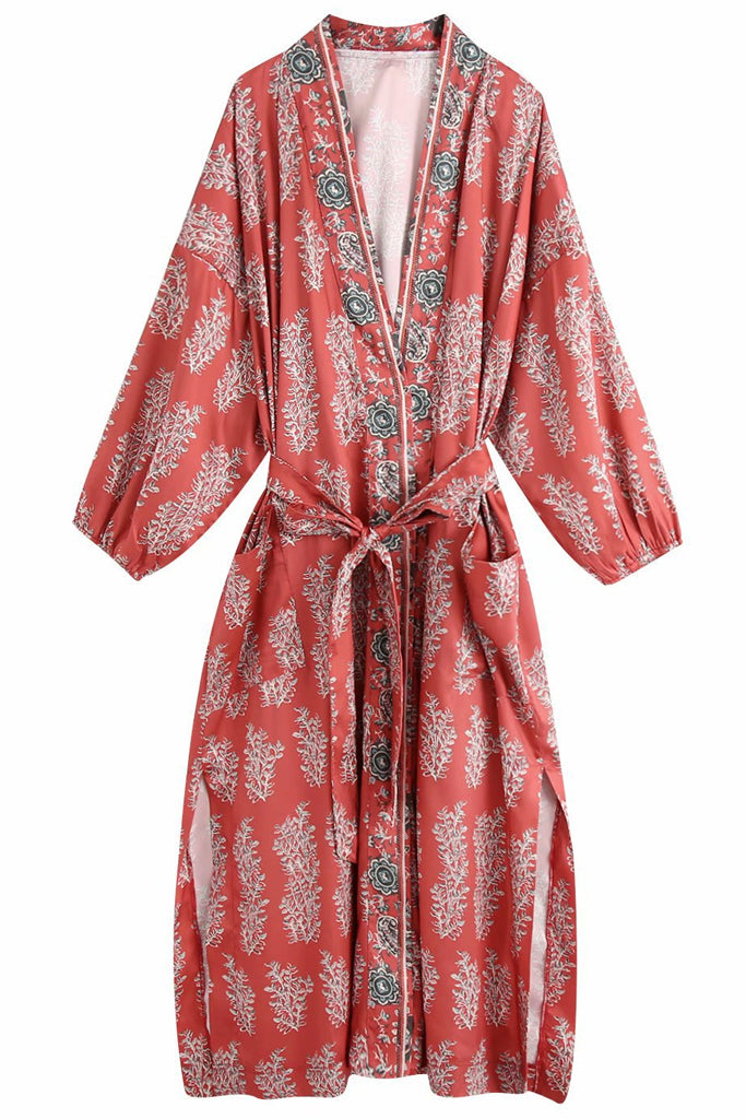 Jovian Kοραλλί Εμπριμέ Κιμονό | Γυναικεία Ρούχα - Beachwear - Loungewear