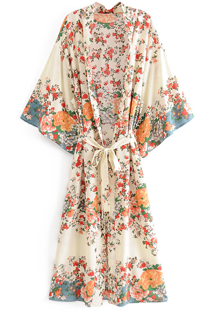 Akina Πολύχρωμο Φλοράλ Εμπριμέ Κιμονό | Γυναικεία Ρούχα - Beachwear - Loungewear