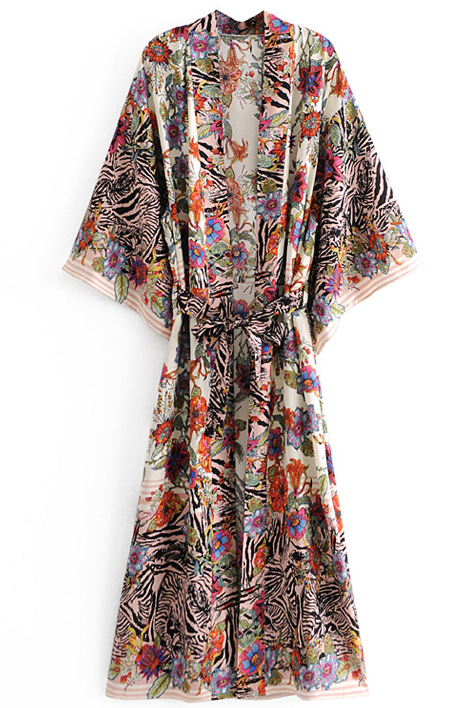 Hymani Πολύχρωμο Εμπριμέ Κιμονό με Animal Print | Γυναικεία Ρούχα - Beachwear - Loungewear