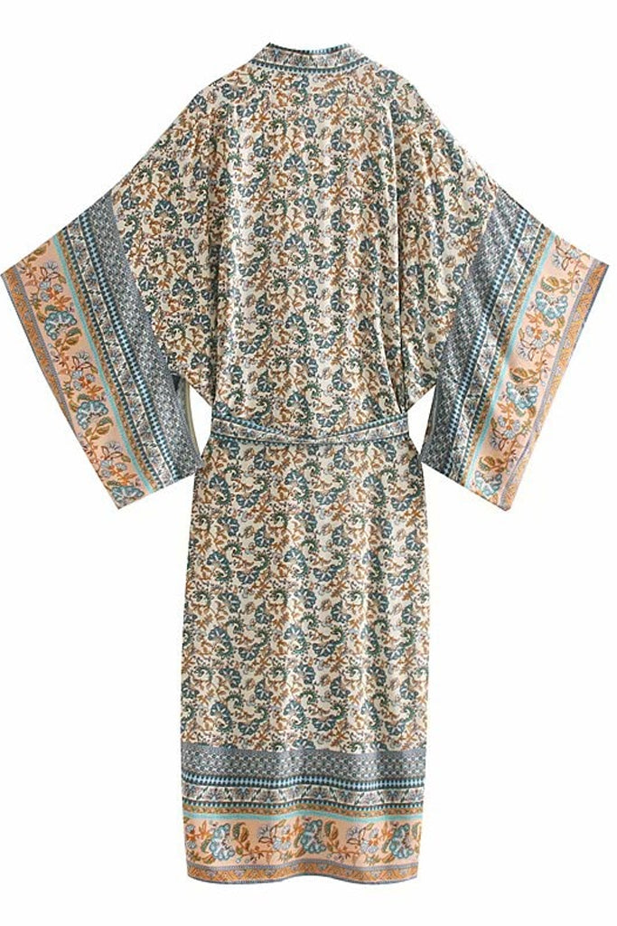 Emiko Γαλάζιο Πολύχρωμο Εμπριμέ Κιμονό | Γυναικεία Ρούχα - Beachwear - Loungewear