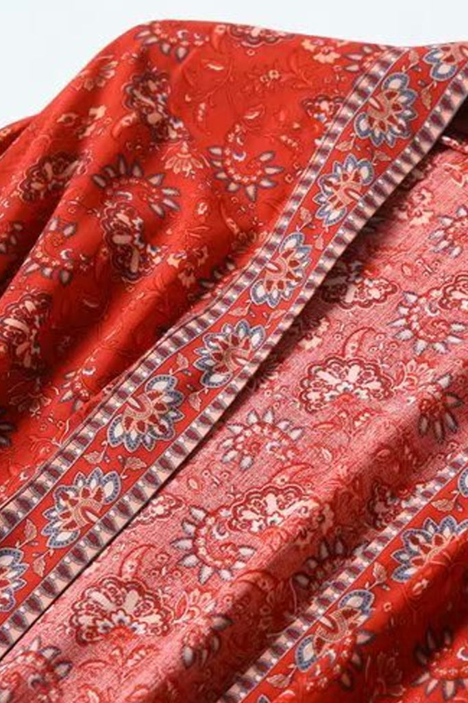 Emiko Κόκκινο Πολύχρωμο Εμπριμέ Κιμονό | Γυναικεία Ρούχα - Beachwear - Loungewear