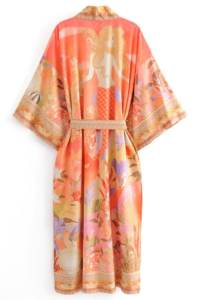 Mieko Σομόν Πολύχρωμο Εμπριμέ Κιμονό | Γυναικεία Ρούχα - Beachwear - Loungewear
