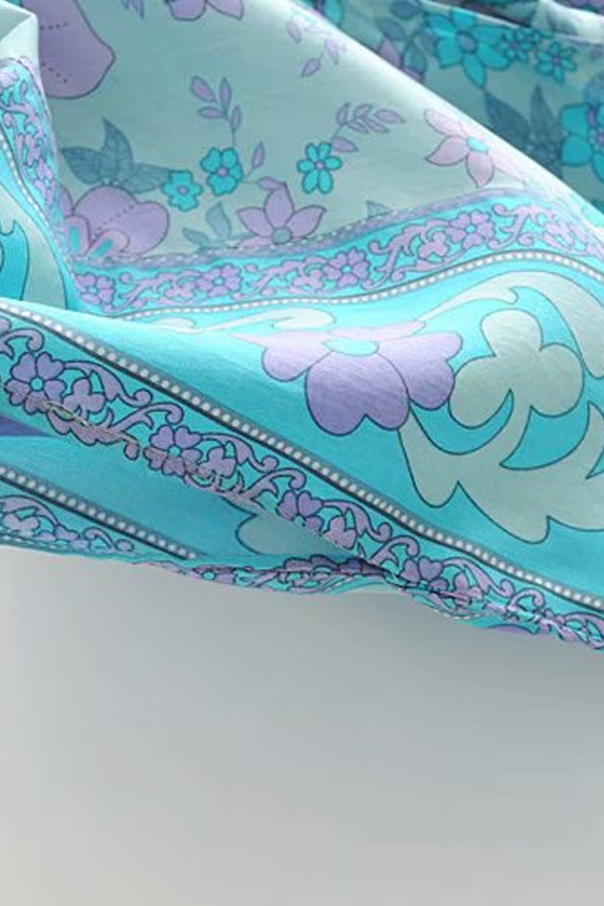 Asami Γαλάζιο Πολύχρωμο Εμπριμέ Κιμονό | Γυναικεία Ρούχα - Beachwear - Loungewear