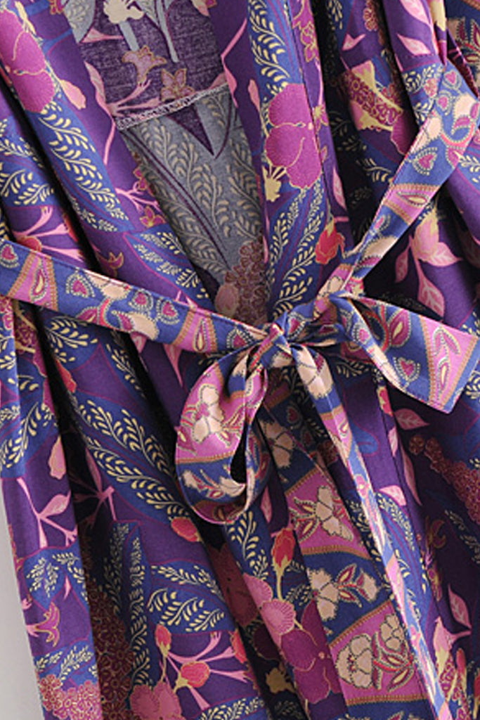 Yubi Μωβ Πολύχρωμο Εμπριμέ Κιμονό | Γυναικεία Ρούχα - Beachwear - Loungewear