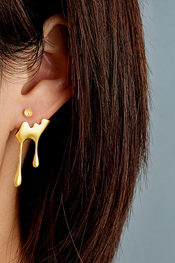 Sweet Bee Χρυσά Σκουλαρίκια με Μέλισσα και Μέλι | Κοσμήματα - Σκουλαρίκια