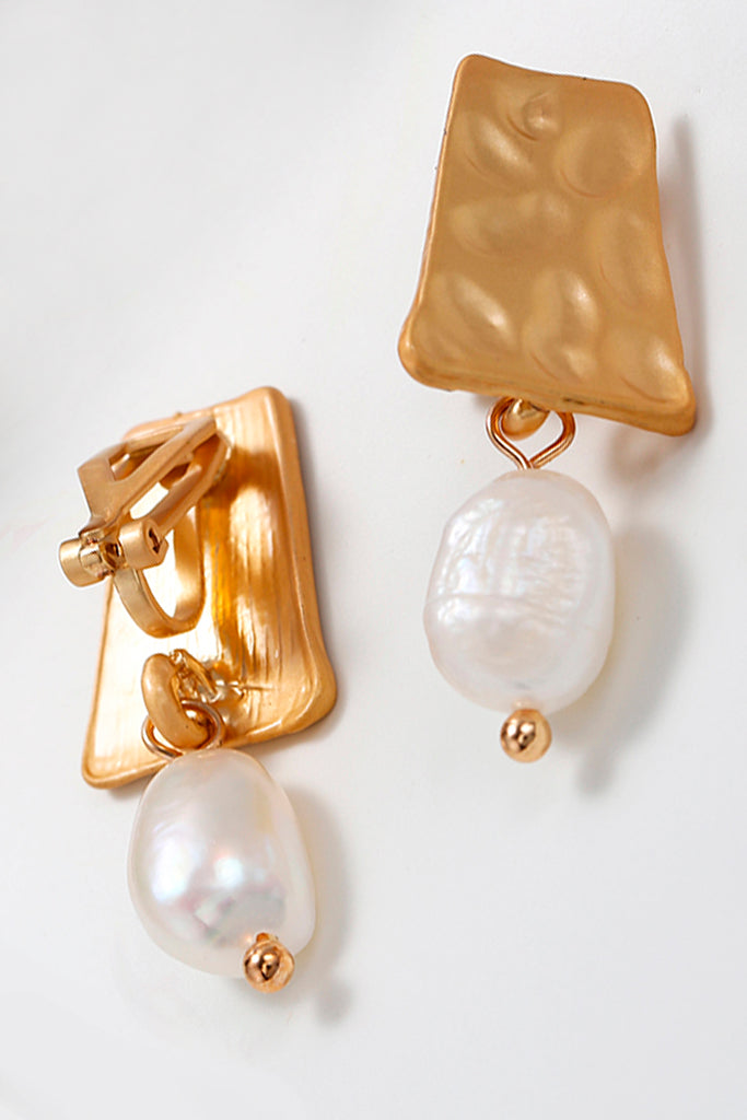 Leylaty Χρυσά Σκουλαρίκια με Πέρλες Κλιπ