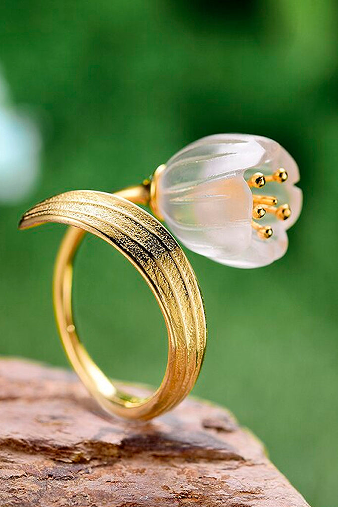 Valley Lily Χρυσό Δαχτυλίδι με Λουλούδι | Κοσμήματα - Δαχτυλίδια