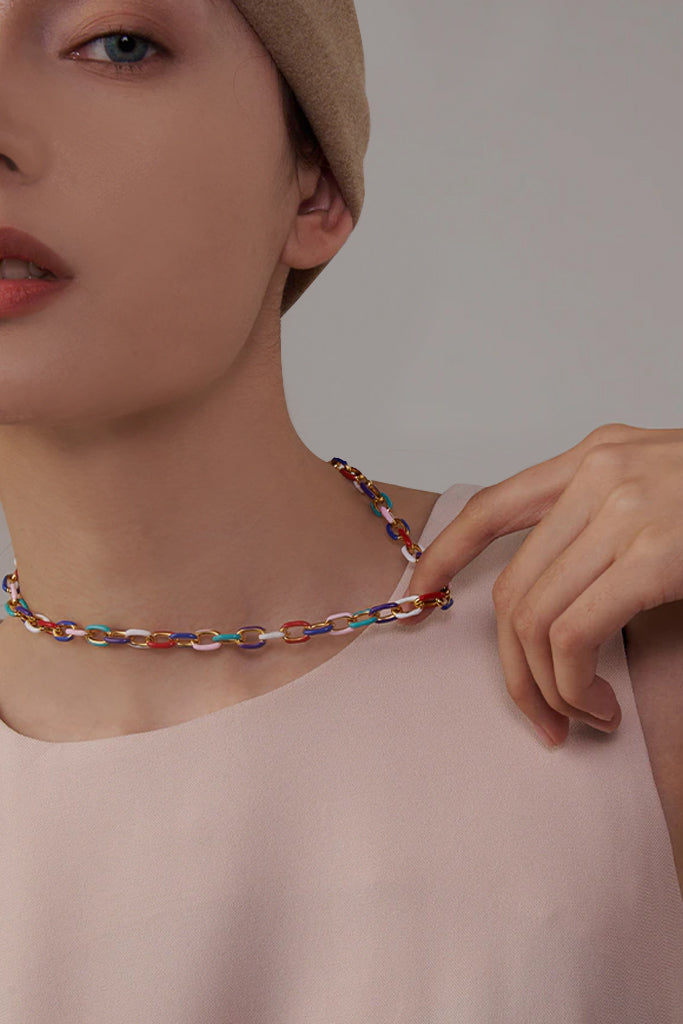 Kaylia Πολύχρωμο Κολιέ με Αλυσίδα | Κοσμήματα - Κολιέ - Αλυσίδες