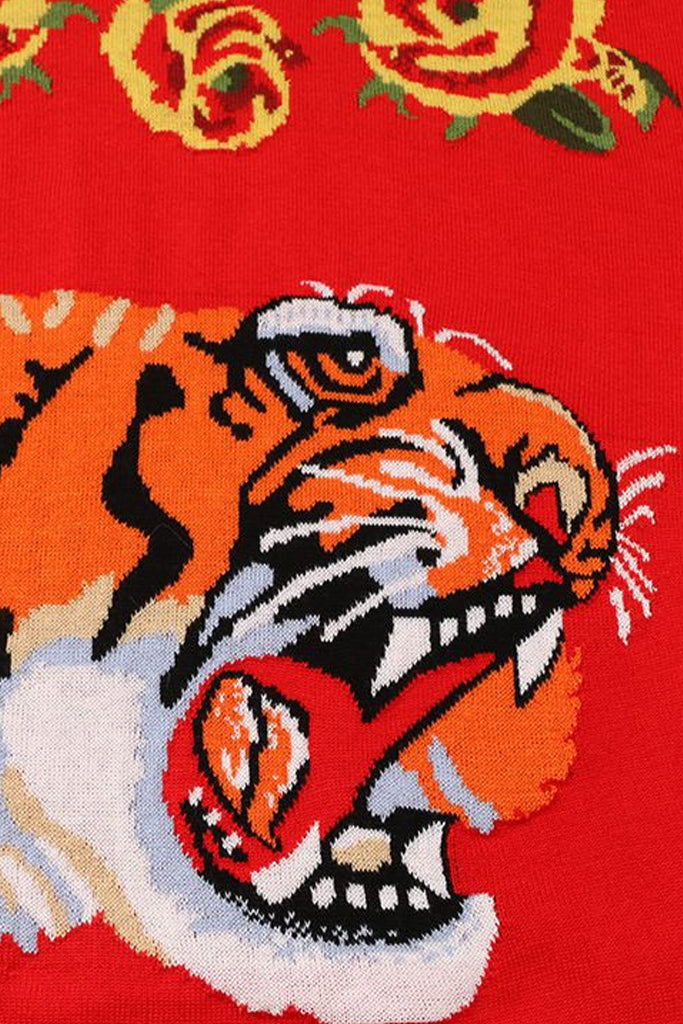 Red Tiger Πολύχρωμο Πουλόβερ με Σχέδιο Τίγρης | Γυναικεία Ρούχα - Πουλόβερ