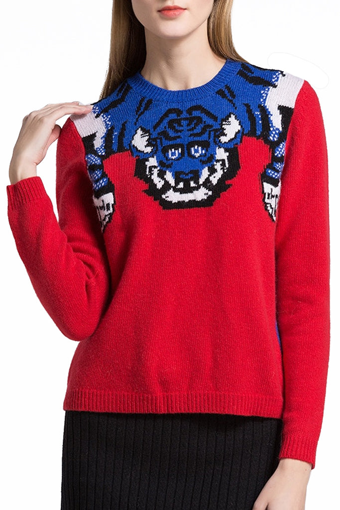 Serota Κόκκινο Πουλόβερ με Σχέδια | Γυναικεία Ρούχα - Πουλόβερ