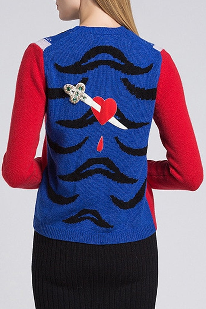 Serota Κόκκινο Πουλόβερ με Σχέδια | Γυναικεία Ρούχα - Πουλόβερ