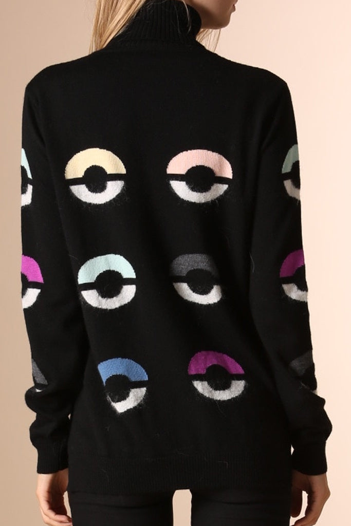 My Funny Eyes Μαύρο Πουλόβερ με Σχέδια | Γυναικεία Ρούχα - Πουλόβερ