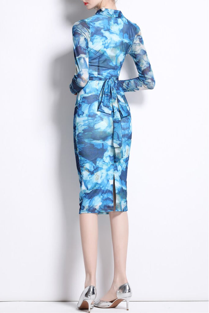 Rosina Μπλε Εμπριμέ Φόρεμα | Γυναικεία Ρούχα - Φορέματα