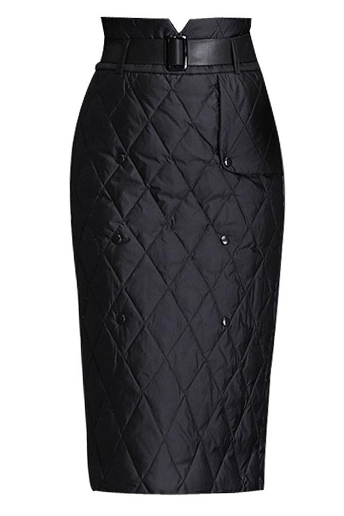 Hanna Μαύρη Καπιτονέ Φούστα | Γυναικεία Ρούχα - Φούστες