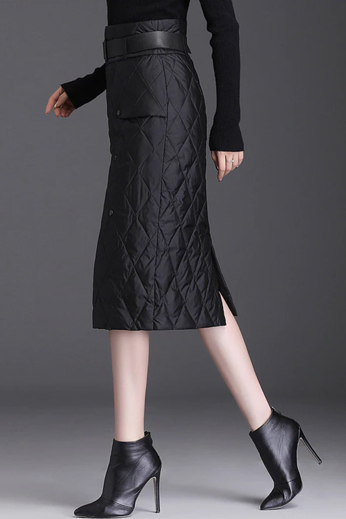 Hanna Μαύρη Καπιτονέ Φούστα | Γυναικεία Ρούχα - Φούστες