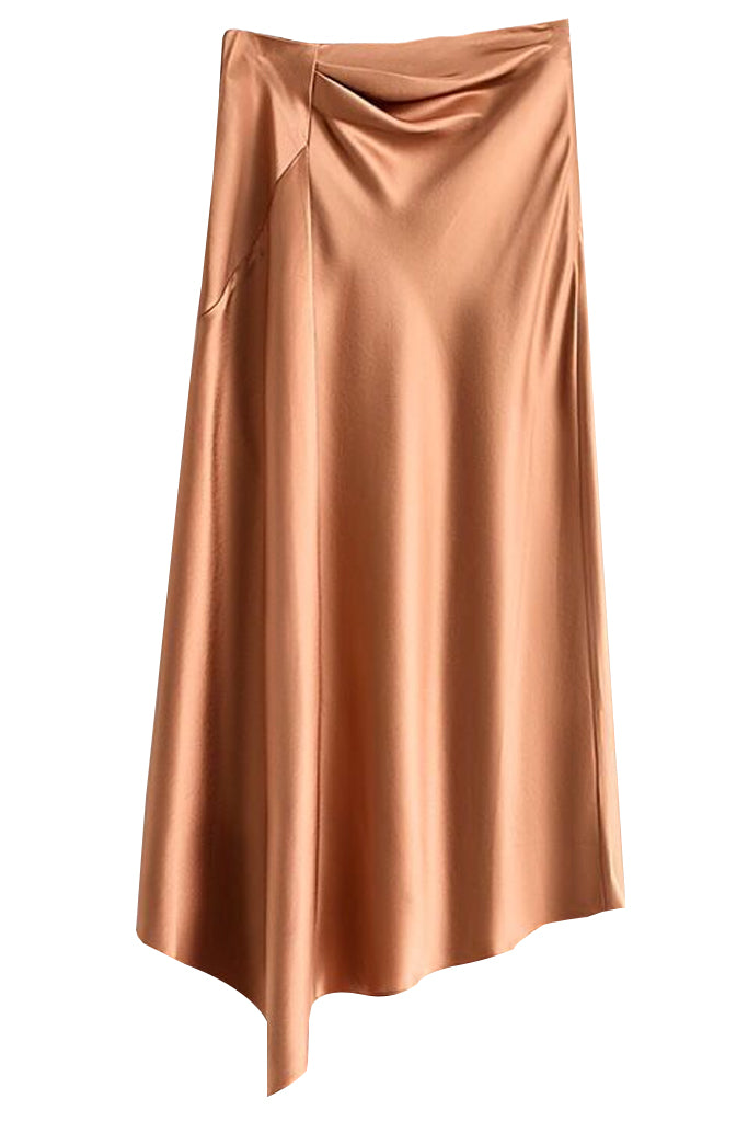 Tempy Μαύρη Σατέν Ασύμμετρη Φούστα