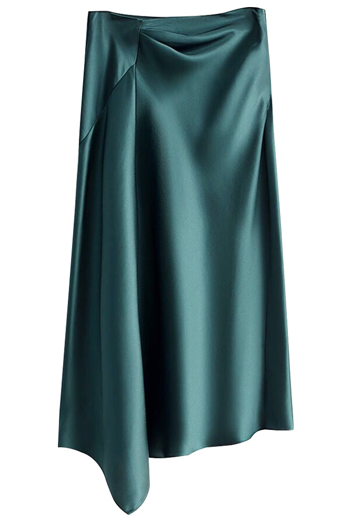 Tempy Μαύρη Σατέν Ασύμμετρη Φούστα