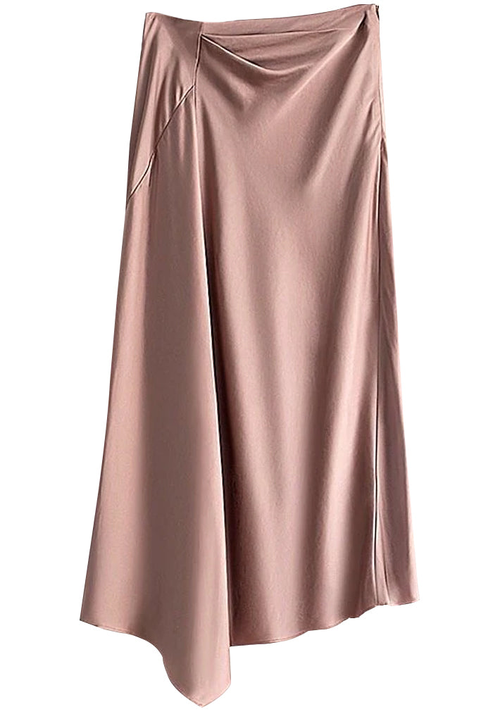 Tempy Μαύρη Σατέν Ασύμμετρη Φούστα