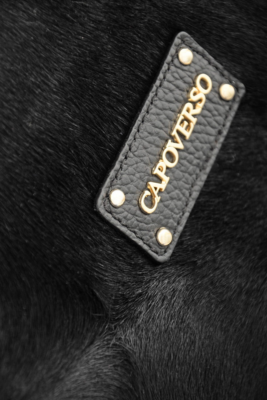 CAPOVERSO CAVALLINO Black Leather Bag with Pony Hair