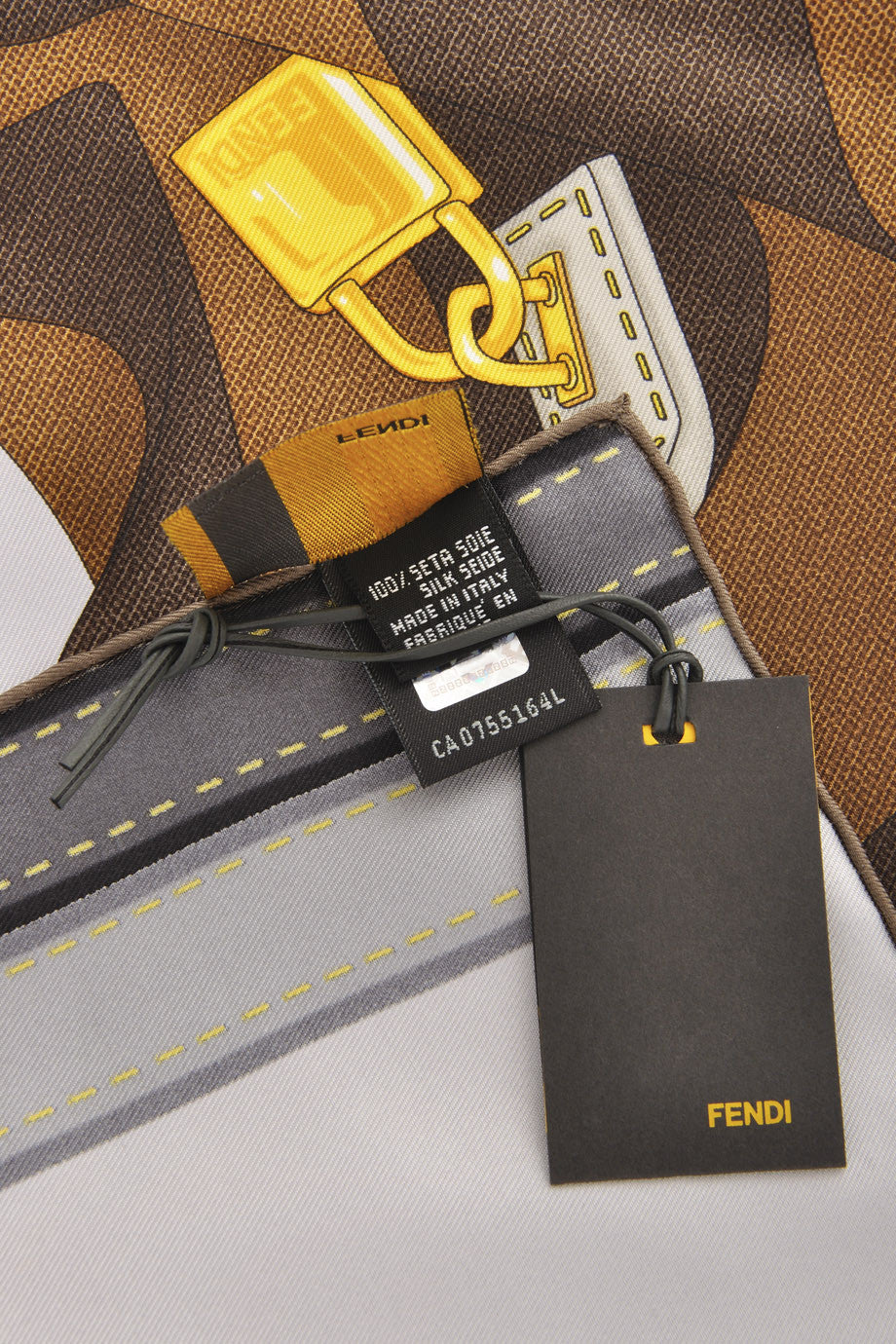 TWO BAGS Γκρι Μεταξένιο Φουλάρι με Σχέδια