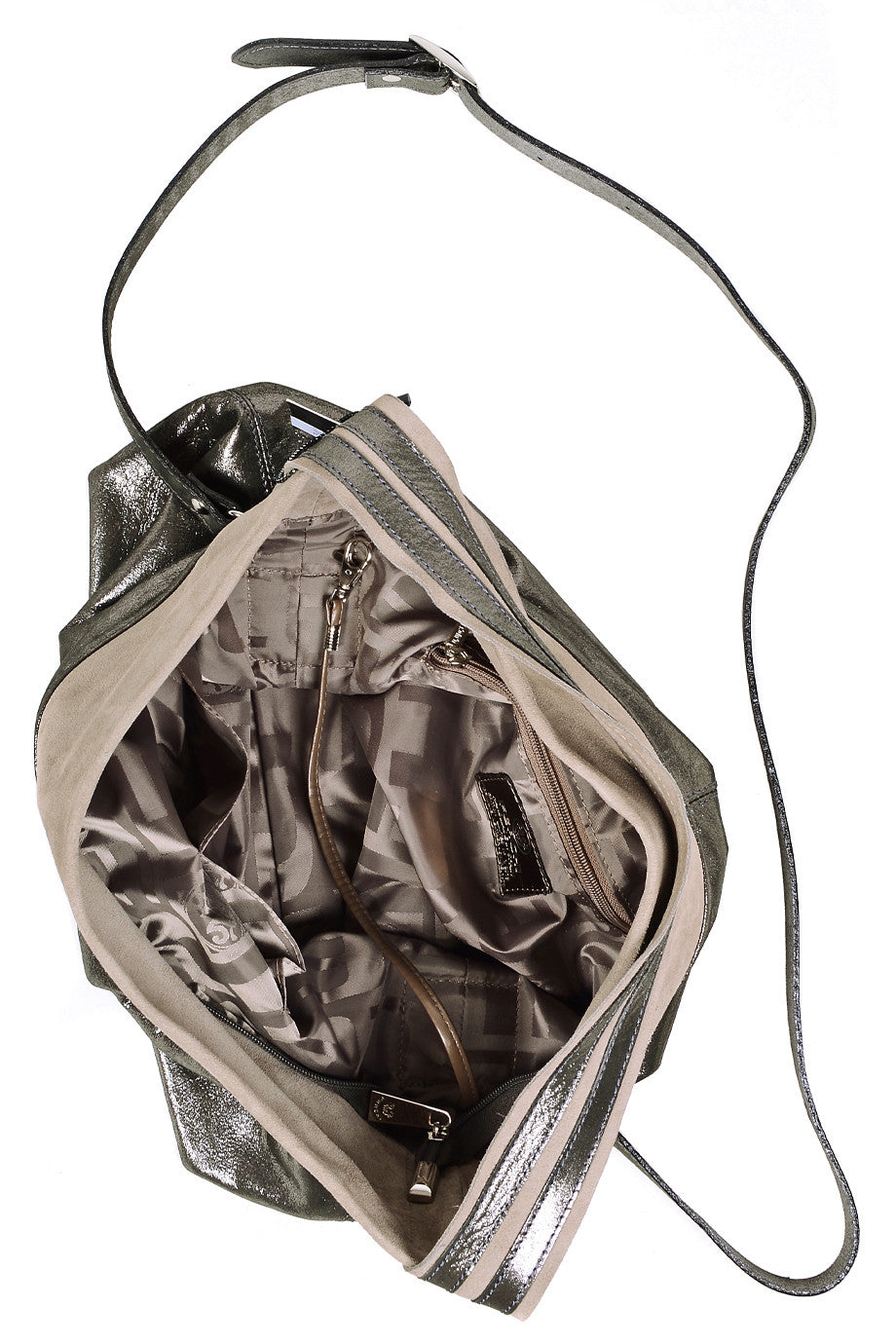 LUINA Σκούρα Ανθρακί Μεταλλιζέ Τσάντα Ώμου