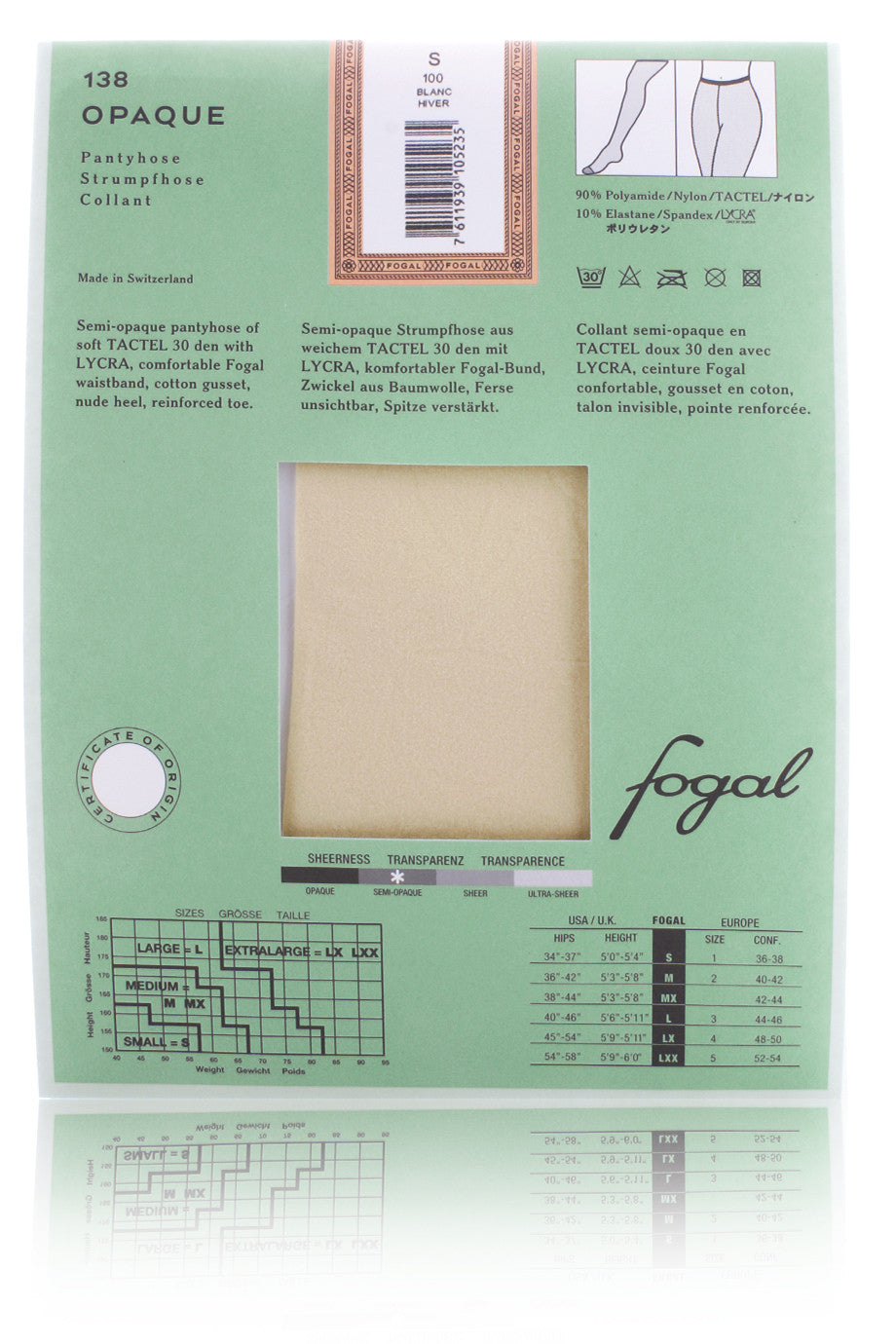 FOGAL 138 OPAQUE 100 Λευκό Καλσόν