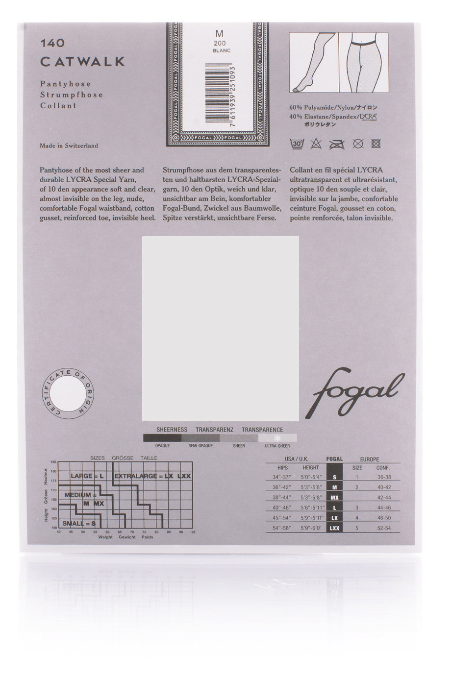 FOGAL 140 CATWALK Μαύρο Καλσόν 210 Noir