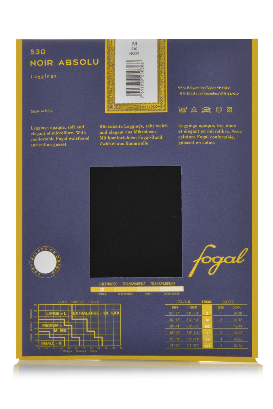 FOGAL 530 NOIR ABSOLU Μαύρο Κολάν