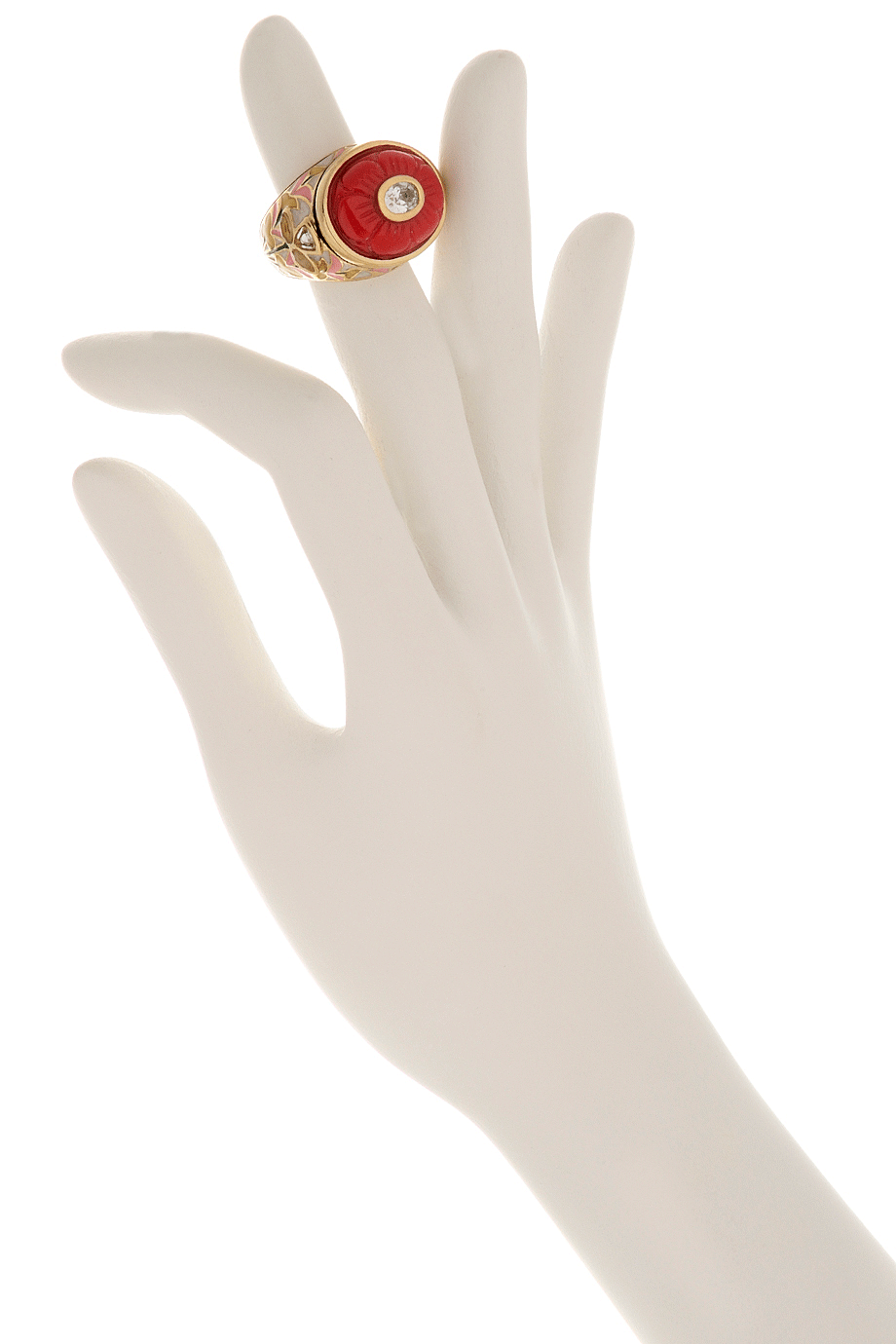 Ροζ Κοραλί Ανάγλυφο Δαχτυλίδι - Isharya | Κοσμήματα