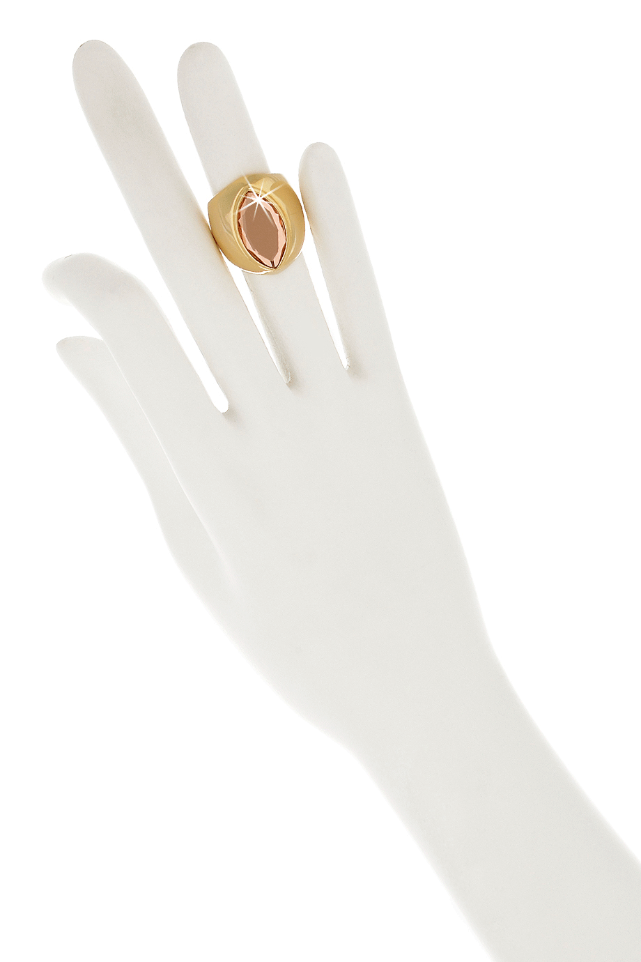 Χρυσό Δαχτυλίδι με Ροζ Κρύσταλλο - Isharya | Κοσμήματα