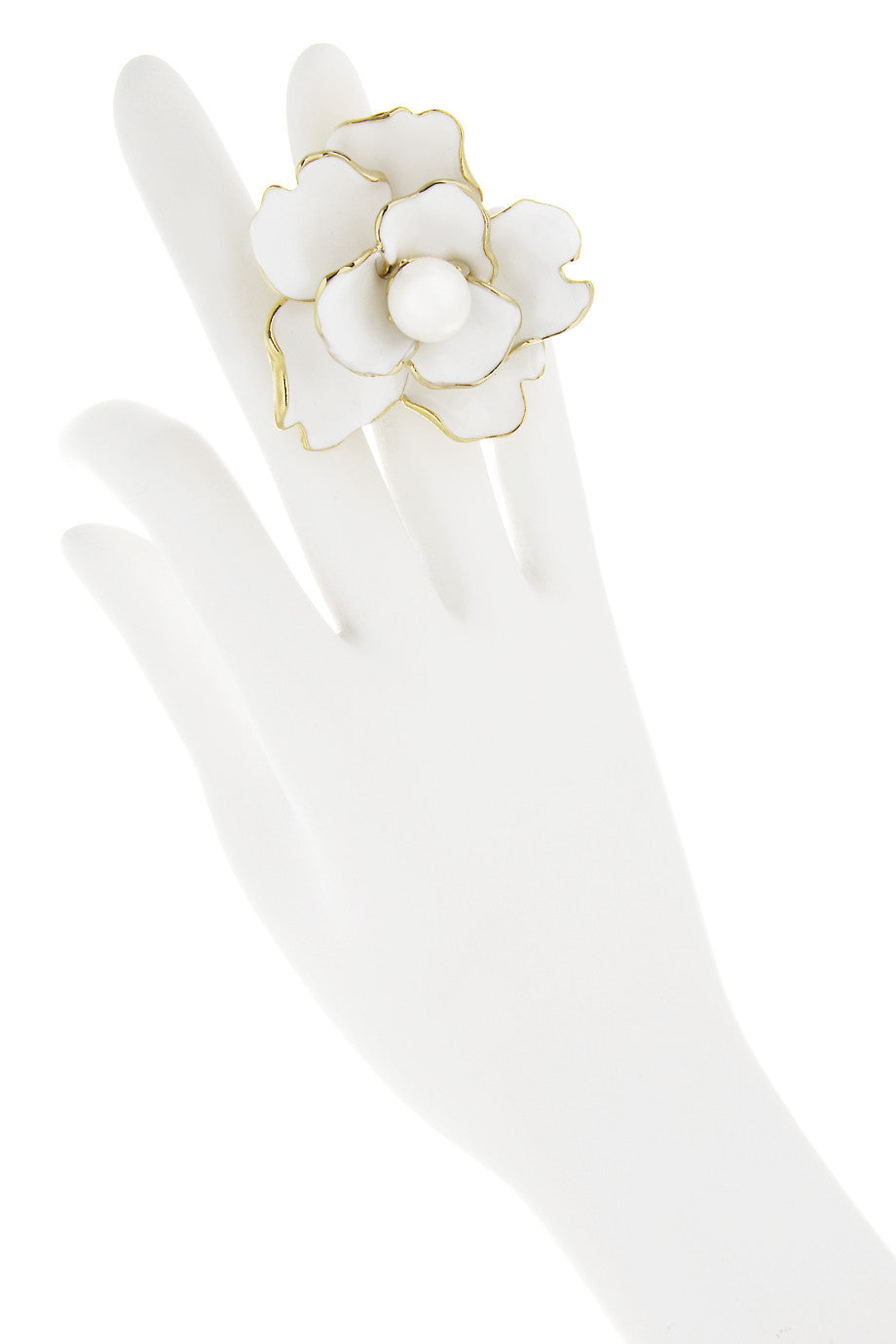 Camelia Λευκό Δαχτυλίδι με Λουλούδι - Kenneth Jay Lane | Κοσμήματα - Δαχτυλίδια