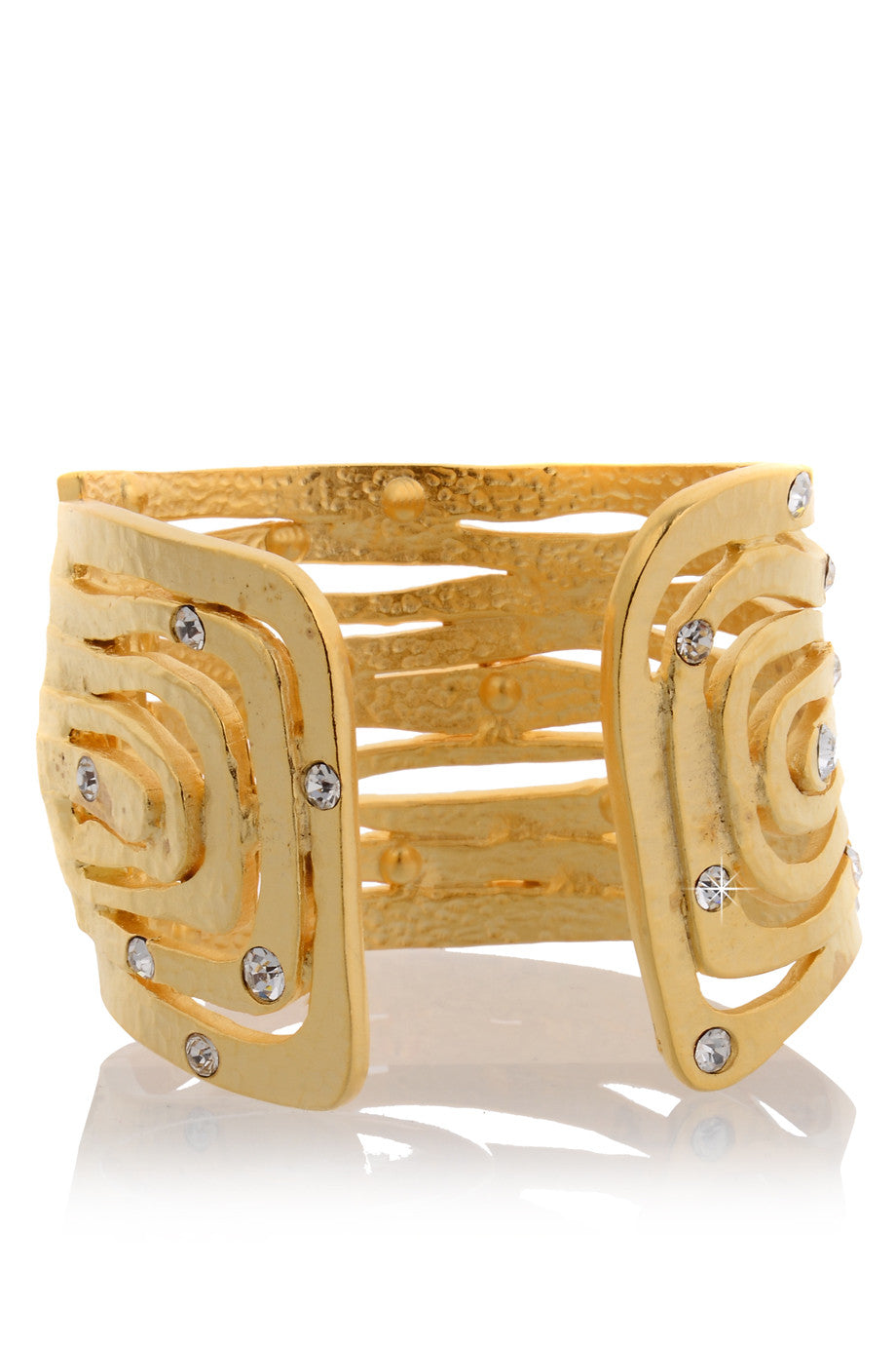 Χρυσό Βραχιόλι Χειροπέδα με Κρύσταλλα - Kenneth Jay Lane | Κοσμήματα