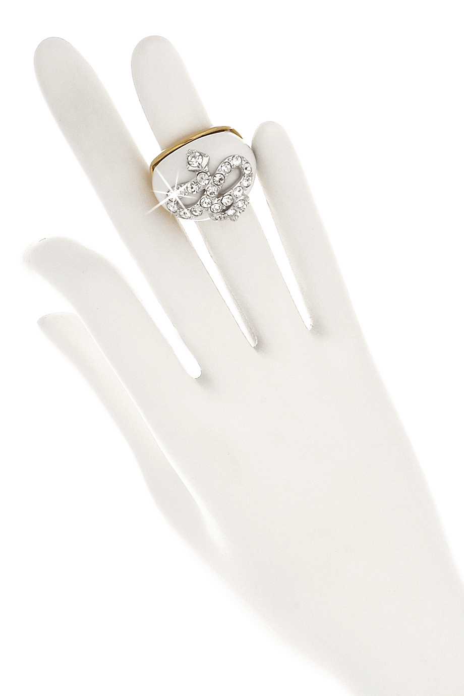 Λευκό Δαχτυλίδι με Κρύσταλλα - Kenneth Jay Lane | Κοσμήματα
