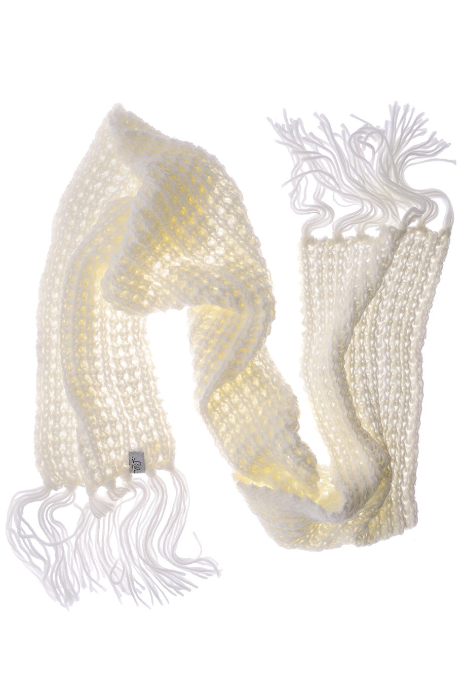 LALU - BERN Λευκό Μάλλινο Κασκόλ - Γυναικεία Κασκόλ Φουλάρια