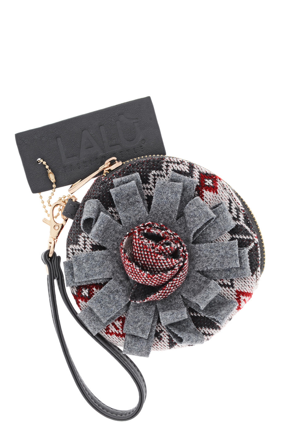 Γκρι Κόκκινο Στρογγυλό Tσαντάκι | Γυναικεία Πορτοφόλια